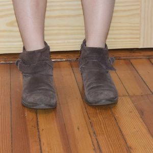 Brown Suede Booties Size 6 Zipper